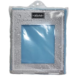 J & M Home Fashions 70 in. H X 72 in. W Blue Solid Shower Curtain PEVA