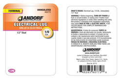 Jandorf 1/0 Ga. Uninsulated Wire Electrical Lug Copper 1 pk