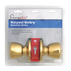 Home Plus Polished Brass Entry Lockset 1-3/4 in.