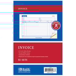 Bazic Products 5-9/16 in. W X 8-7/16 in. L White/Yellow Carbonless Invoice Book