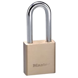 Master Lock 576DLHPF Solid Body 1-9/16 in. H X 3/4 in. W X 1-3/4 in. L Brass 5-Pin Cylinder Padlock