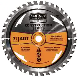 Century Drill & Tool 7-1/4 in. D Finishing High Speed Steel Circular Saw Blade 40 teeth 1 pc