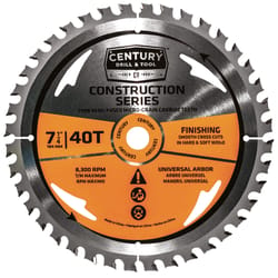 Century Drill & Tool 7-1/4 in. D Finishing High Speed Steel Circular Saw Blade 40 teeth 1 pc