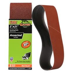 Gator 21 in. L X 3 in. W Aluminum Oxide Sanding Belt Assorted Grit Assorted 5 pc