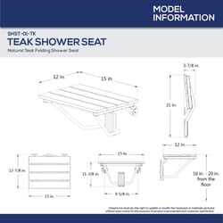 DreamLine Shower Seat Chrome Natural Teak Shower Seat Stainless Steel 11-3/8 in. H X 15 in. L