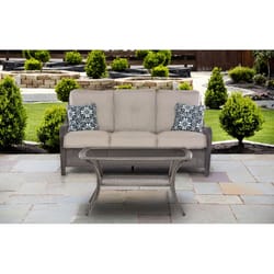 Hanover Orleans 2 pc Chocolate Brown Steel Casual Patio Set Heather Gray