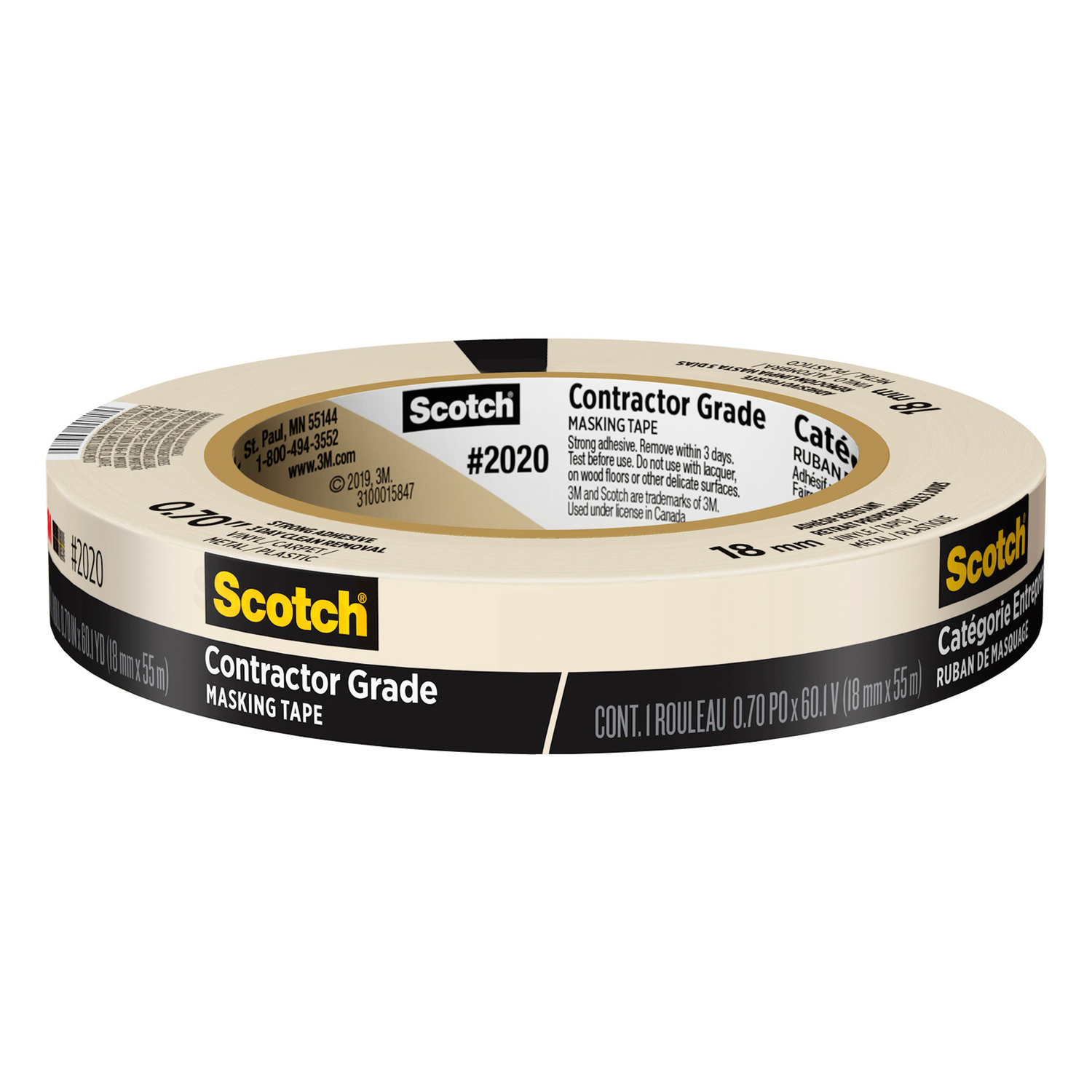 Scotch Contractor Grade 0.70 in. W X 60.1 yd L Beige Strong Strength ...