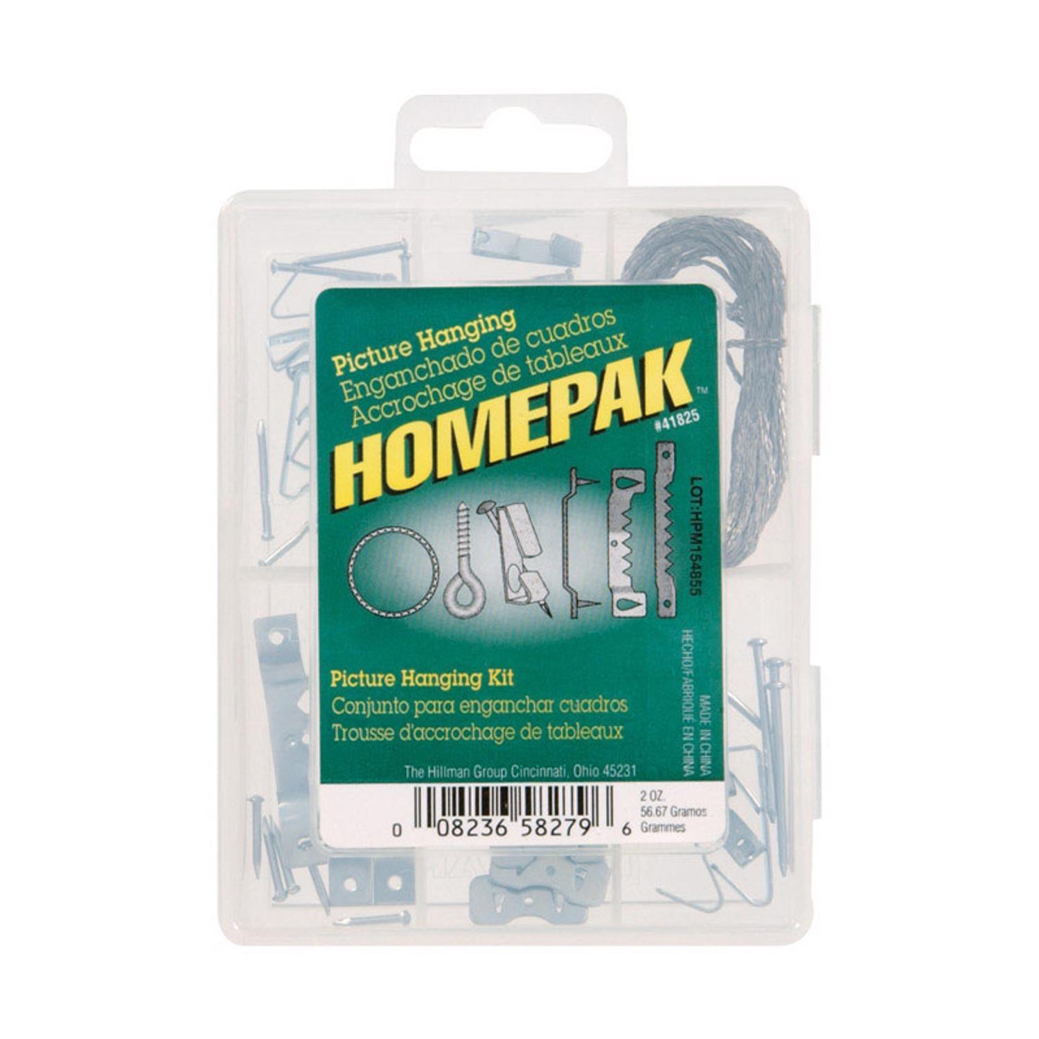 Hillman Homepak Zinc Silver Standard Picture Hanging Set 30 lb 50 pk Hillman Homepak Zinc Silver Standard Picture Hanging Set 30 lb 50 pk