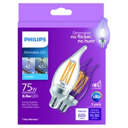 Philips BA11 E12 (Candelabra) LED Bulb Daylight 75 W 3 pk