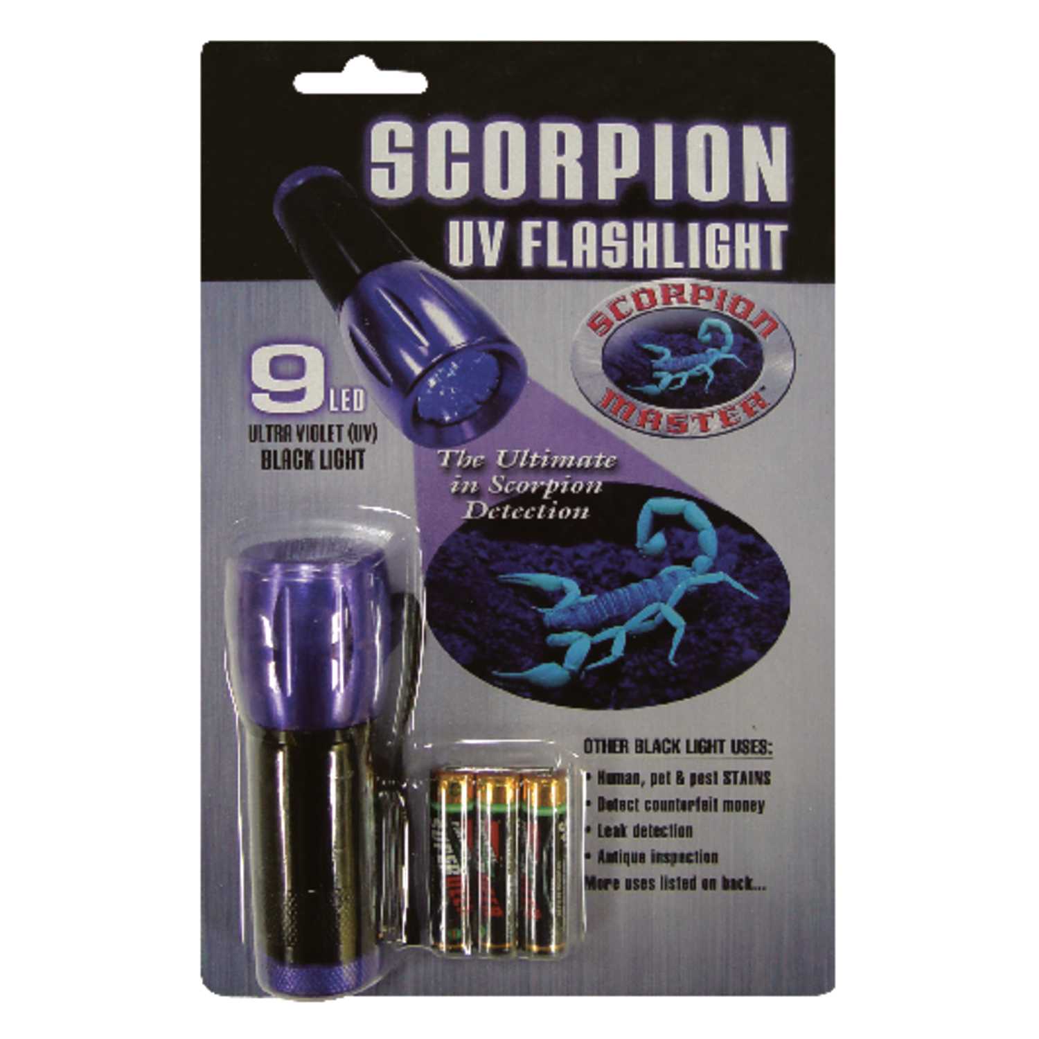 Scorpion 9 LED Black/Purple LED UV Flashlight AAA Battery Ace Hardware
