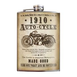 Trixie & Milo 1910 Auto-Cycle 8 oz Multicolored Stainless Steel Flask