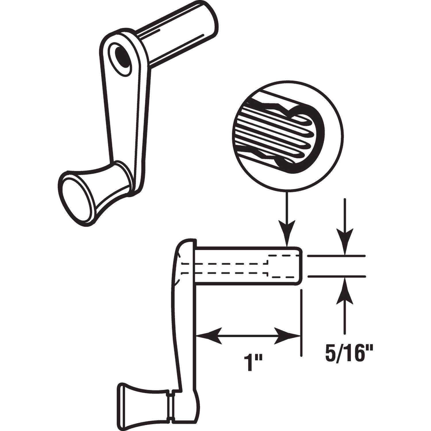 Prime-Line Plated Silver Cast Metal Single-Arm Casement Crank Handle For RV Windows Prime-Line Plated Silver Cast Metal Single-Arm Casement Crank Handle For RV Windows