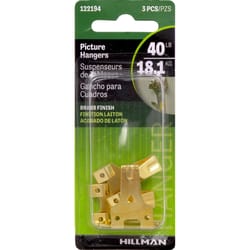 HILLMAN Brass-Plated Gold Professional Picture Hanger 40 lb 3 pk