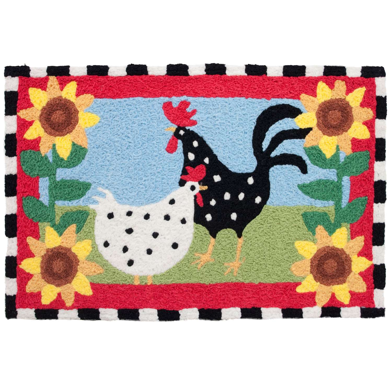 Jellybean 30 in. L X 20 in. W Multicolored Funky Chickens Polyester ...
