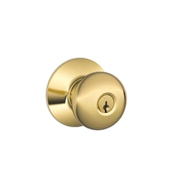 Schlage Plymouth Bright Brass Entry Door Knob 1-3/4 in.