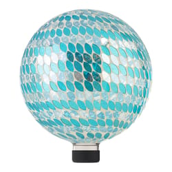 Alpine Blue Glass 12 in. H Petals Mosaic Gazing Ball