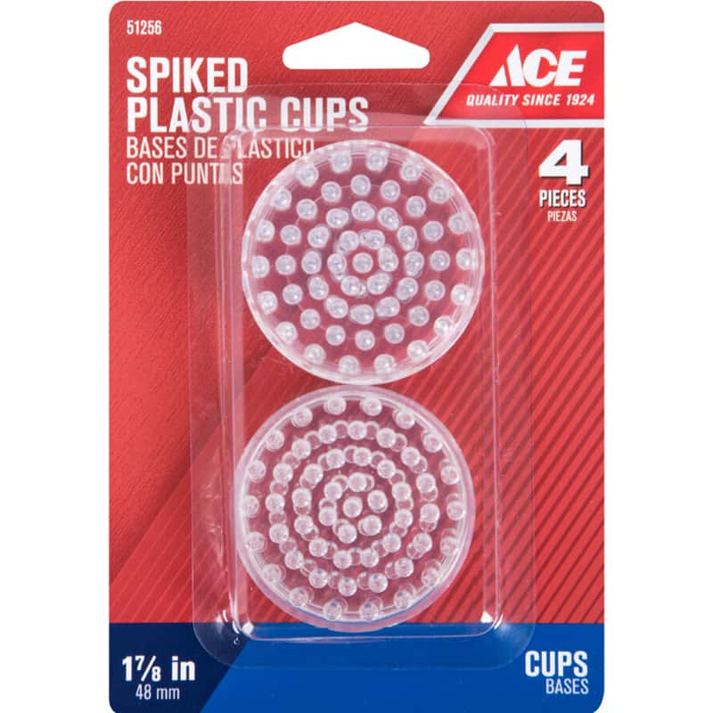 Ace Plastic Spiked Caster Cup Clear Round 17/8 in. W 4 pk Ace Hardware