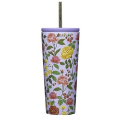 Corkcicle Cold Cup 24 oz Roses BPA Free Rifle Paper Insulated Straw Tumbler