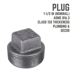 STZ Industries 1-1/2 in. MIP each Black Malleable Iron Plug