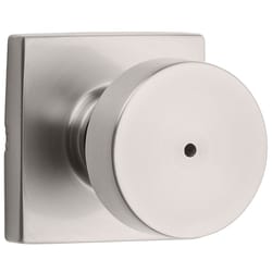 Kwikset Signature Series Pismo Knob x Square Rose Satin Nickel Privacy Lockset Right or Left Handed