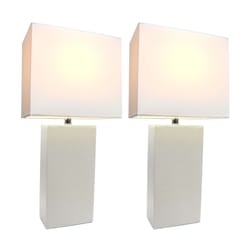 All The Rages Elegant Designs 21 in. Leather White Table Lamp