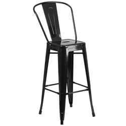 Flash Furniture 1 pc Black Galvanized Steel Contemporary Bar Stool