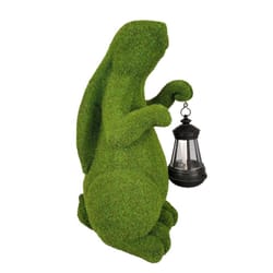 Luxe Light Decor Green Polyresin 9.65 in. H Moss Bunny with Solar Lantern Statue