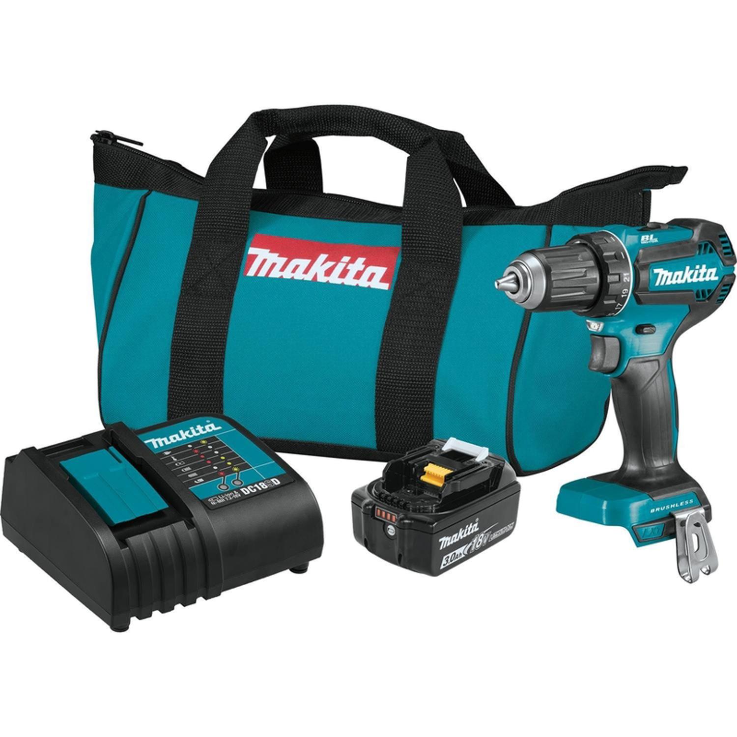 Photos - Drill / Screwdriver Makita 18V LXT 1/2 in. Brushless Cordless Drill/Driver Kit (Battery & Char 