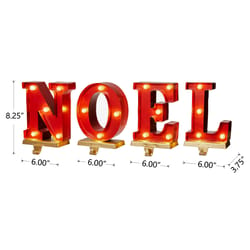 Glitzhome LED Multicolored NOEL Stocking Holder 8.5 in.