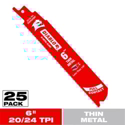 Diablo 6 in. Bi-Metal Thin Metal Reciprocating Saw Blade 20/24 TPI 25 pk