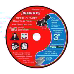 Diablo 3 in. D X 3/8 in. Aluminum Oxide Thin Kerf Metal Cut-Off Disc 5 pk