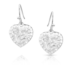 Montana Silversmiths Women's Chiseled Heart Heart Silver Earrings Brass Water Resistant