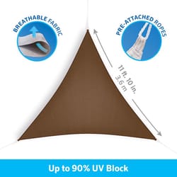 Coolaroo Ready-To-Hang Polyethylene Shade Fabric Triangle Shade Sail Canopy 11.9 ft. H X 10 ft. W X