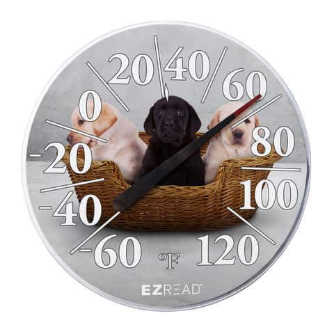 EZREAD Hanging Dial Thermometer - Weather Thermometers for Indoor and  Outdoor Use, Large 12.5 Inch Diameter, Easy-to-Read Numbers, American Flag  on Barn 