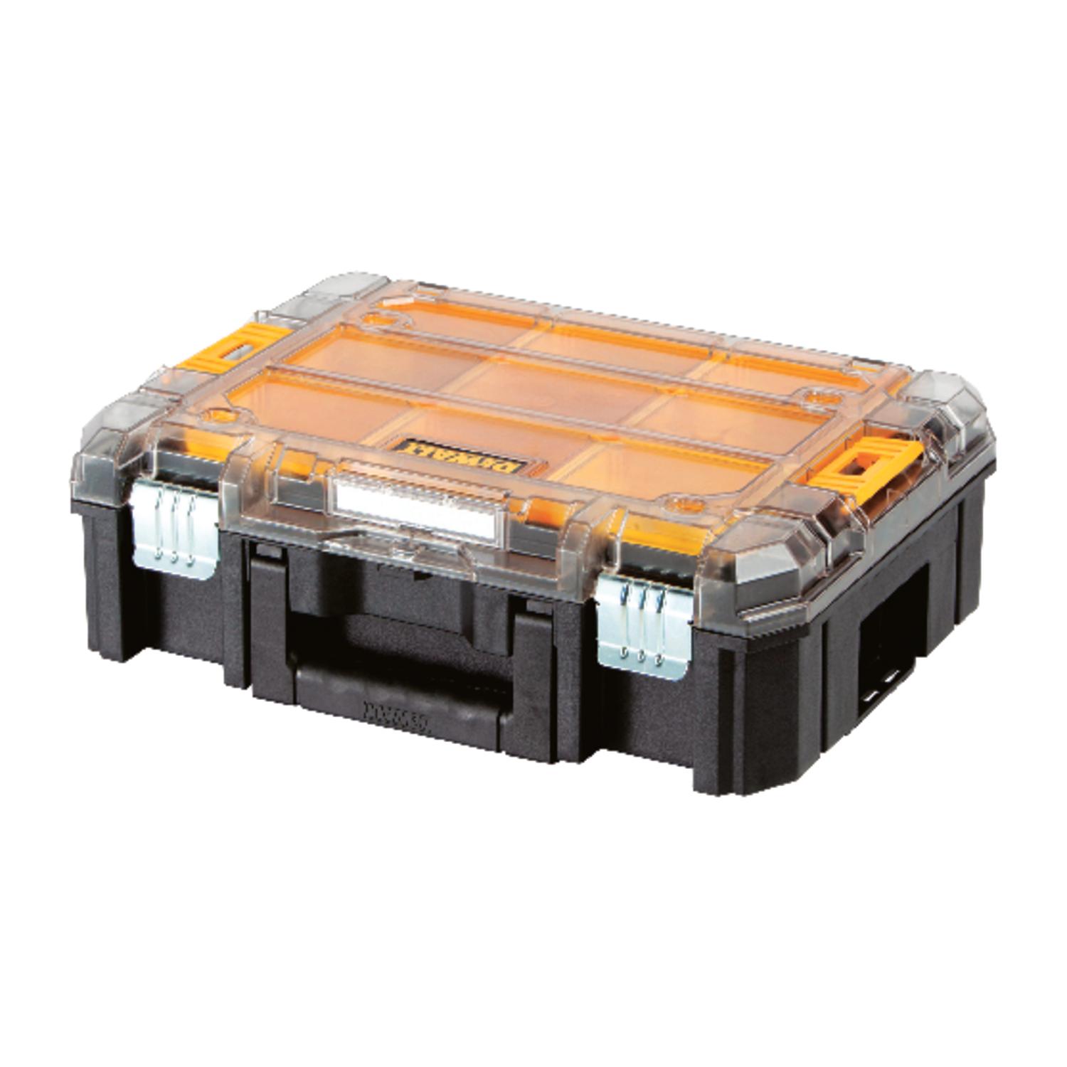 DEWALT Tstak 9-Compartment Organizer with Clear Lid, Black