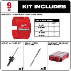 Milwaukee Big Hawg Carbide Tipped Hole Saw Kit 9 pc