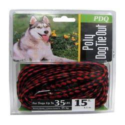 PDQ Red / Black Poly Dog Tie Out Rope Small/Medium
