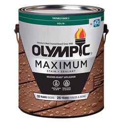 Olympic Maximum Solid Tintable Semi-Gloss White Base 2 Acrylic Latex Stain and Sealant 1 gal