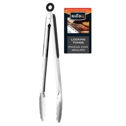 Mr. Bar-B-Q Stainless Steel Black/Silver Grill Tongs 1 pc