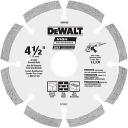 DeWalt HP 4-1/2 in. D X 7/8 in. Diamond Segmented Rim Diamond Saw Blade 1 pk