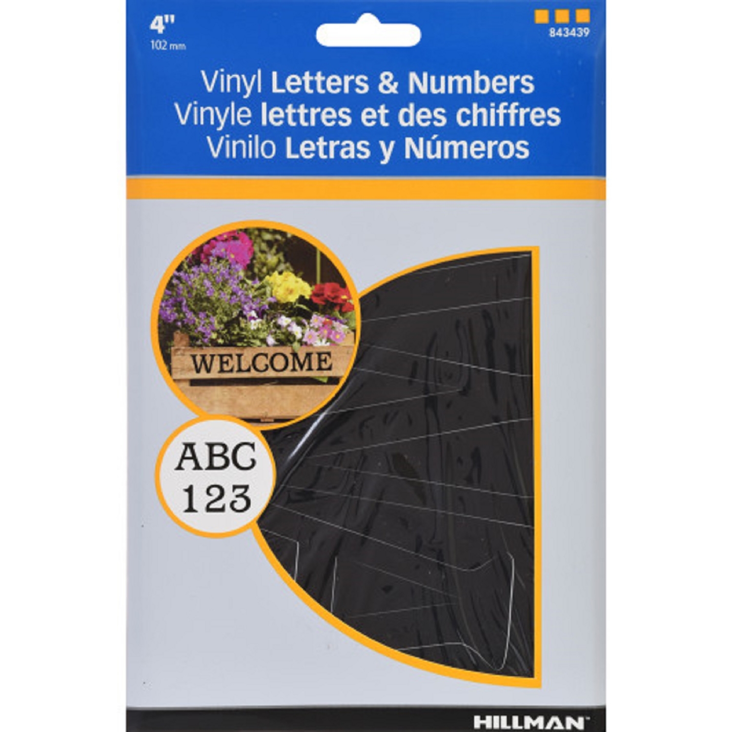 Hillman 848629 Vinyl 1-in Reflective Self-Adhesive A-Z & 0-9 Letter &  Numbers Set, Black & White, 112-pc