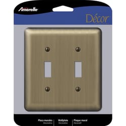 Amerelle Devon Brushed Brass 2 gang Stamped Steel Toggle Wall Plate 1 pk
