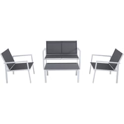 Hanover Naples 4 pc White Aluminum Conversation Set