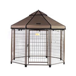 Pet Gazebo Galvanized Steel Pet Kennel Earth Taupe 60 in. H X 60 in. W X 60 in. D