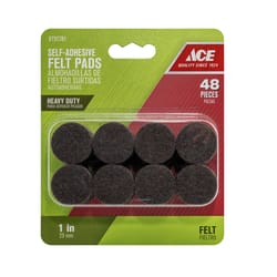 Ace Felt Self Adhesive Pad Brown Round 1 in. W 48 pk