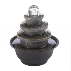 Zingz & Thingz Polyresin BlackGray 9.5 in. H Tiered Round Step Table Top Fountain