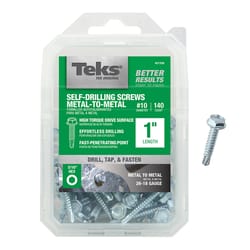 Teks No. 10 in. X 1 in. L Hex Hex Washer Head Sheet Metal Screws 140 pk