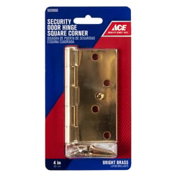 Ace 4 in. L Bright Brass Residential Door Hinge 1 pk