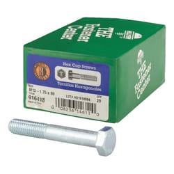 HILLMAN M12-1.75 mm D X 80 mm L Heat Treated Steel Hex Head Cap Screw 20 pk