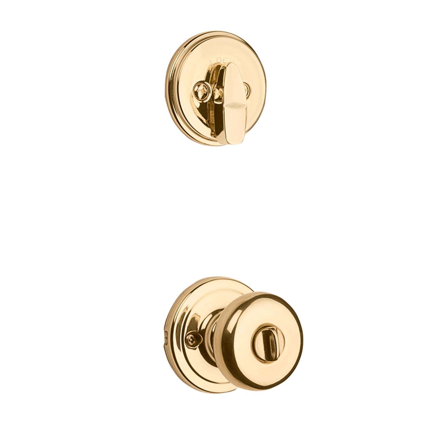 Kwikset SmartKey Juno Polished Brass Entry Lockset ANSI/BHMA Grade 2 KW1 1-3/4 in. Kwikset SmartKey Juno Polished Brass Entry Lockset ANSI/BHMA Grade 2 KW1 1-3/4 in.